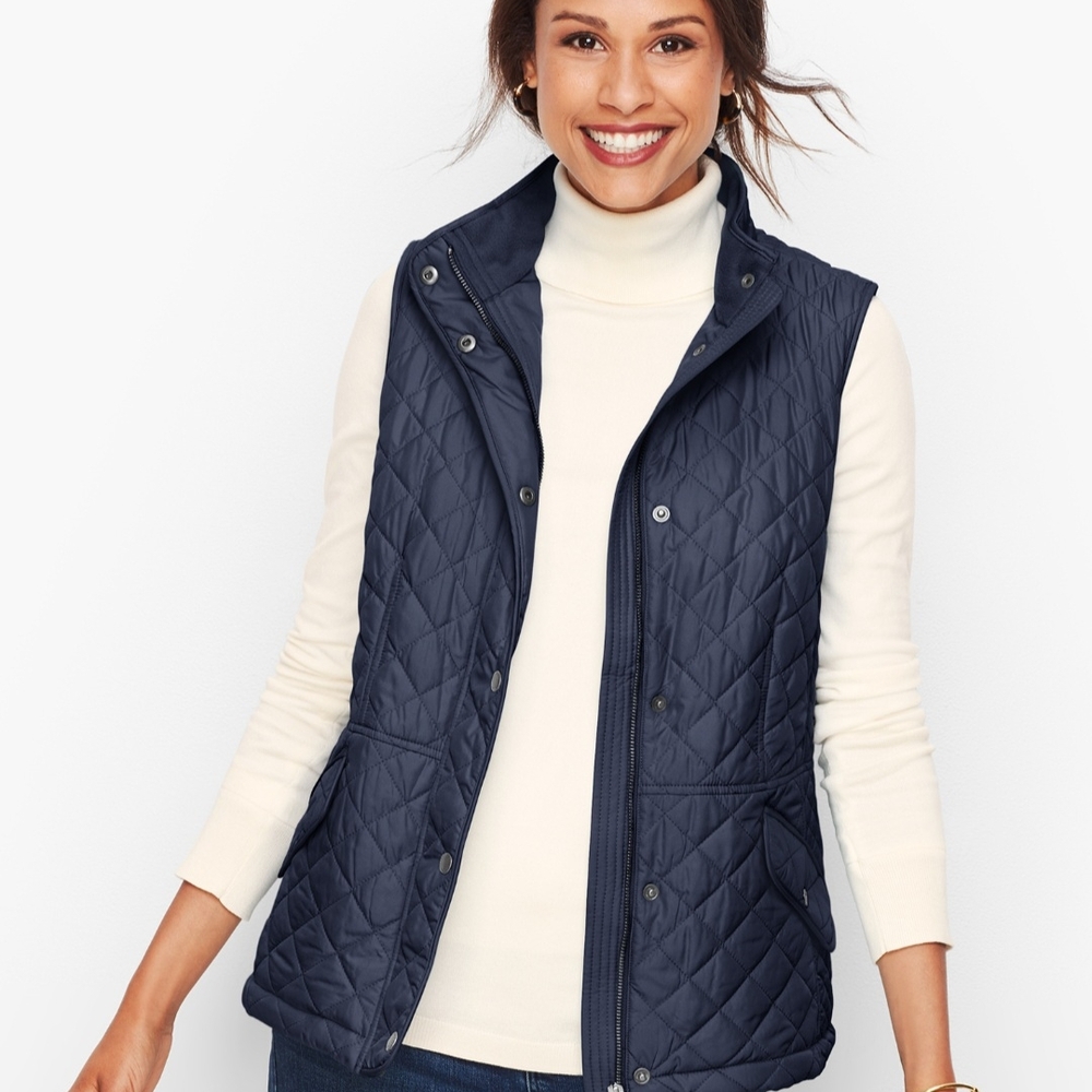 Talbots Navy Quilted Vest for Women
